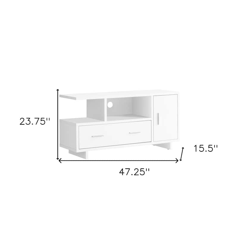HomeRoots 47" White Cabinet Enclosed Storage TV Stand - n/a
