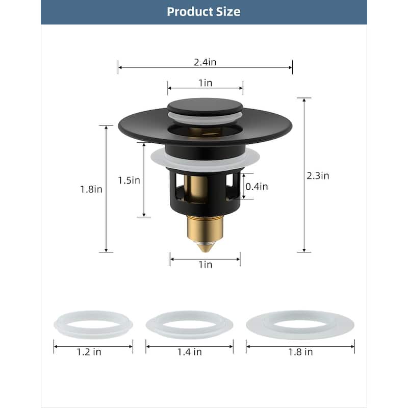 2pcs All Metal Universal Bathroom Sink Stopper for 1.0-1.8" Drain Hole