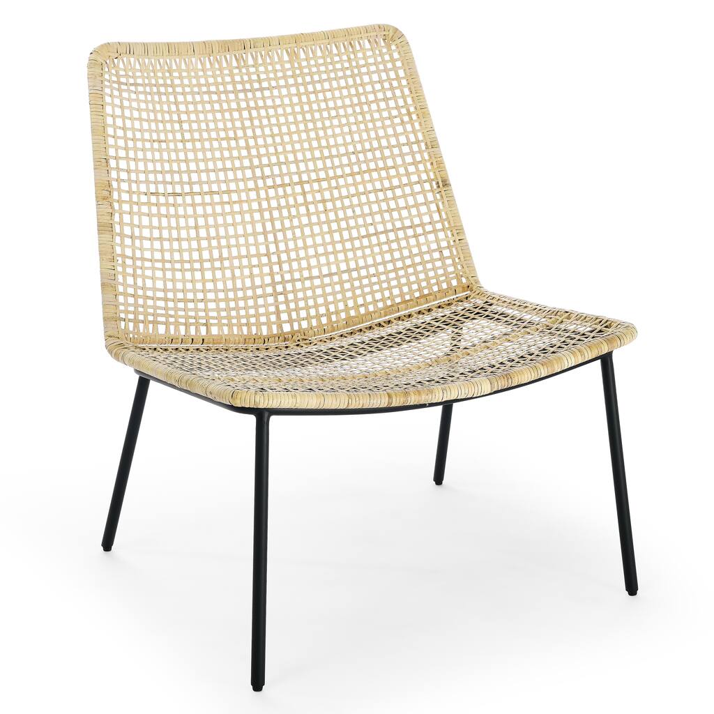 Woven Natural Leisure Rattan Woven Seat Chair with Steel Frame