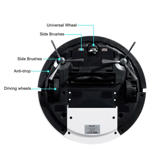 Shop Costway Robot Vacuum Cleaner 2000pa Strong Suction Filter Auto Self Charging Whiteblack On Sale Overstock 27432346