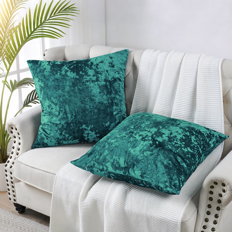 Rancho Crushed Velvet Throw Pillow Cover Set, NO INSERT - 26" x 26" - Sapphire