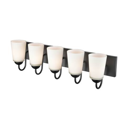 Millennium Lighting Ivey Lake 5 Light Bathroom Vanity Fixture in Multiple Finishes with Frosted Glass Shades