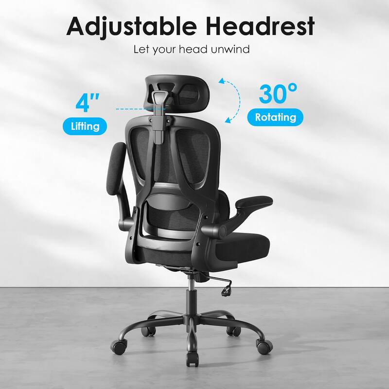 Ergonomic Office Chair, Desk Chair with Headrest and Lumbar Support, High Back Swivel Home Office Chair