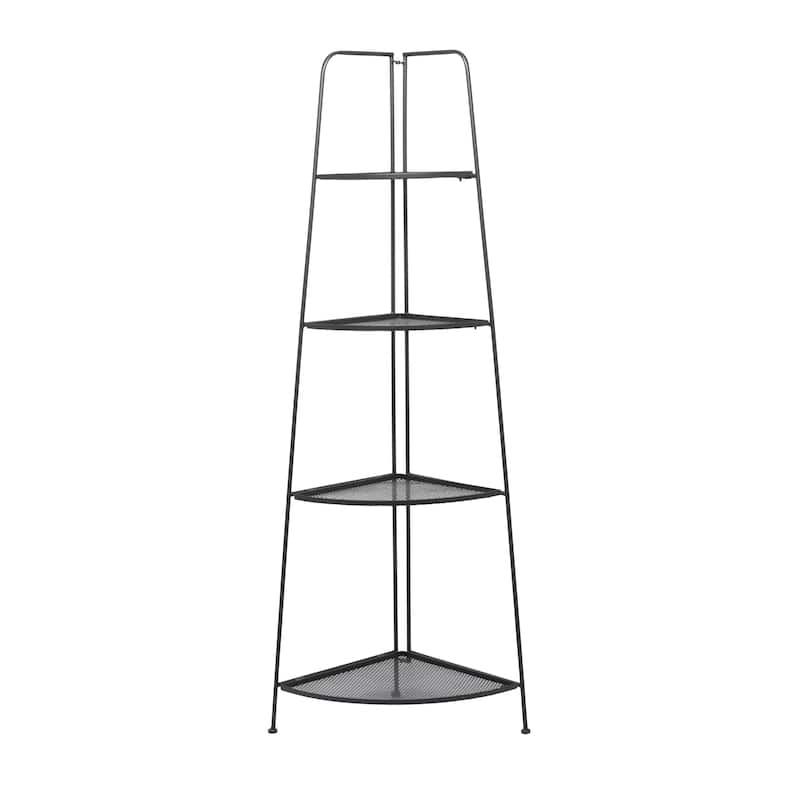 Metal Indoor Outdoor Tall Folding 4 Shelves Bakers Rack - Black - Roche River Decor - Black