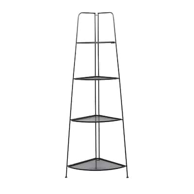 Metal Indoor Outdoor Tall Folding 4 Shelves Bakers Rack - Black - Roche River Decor