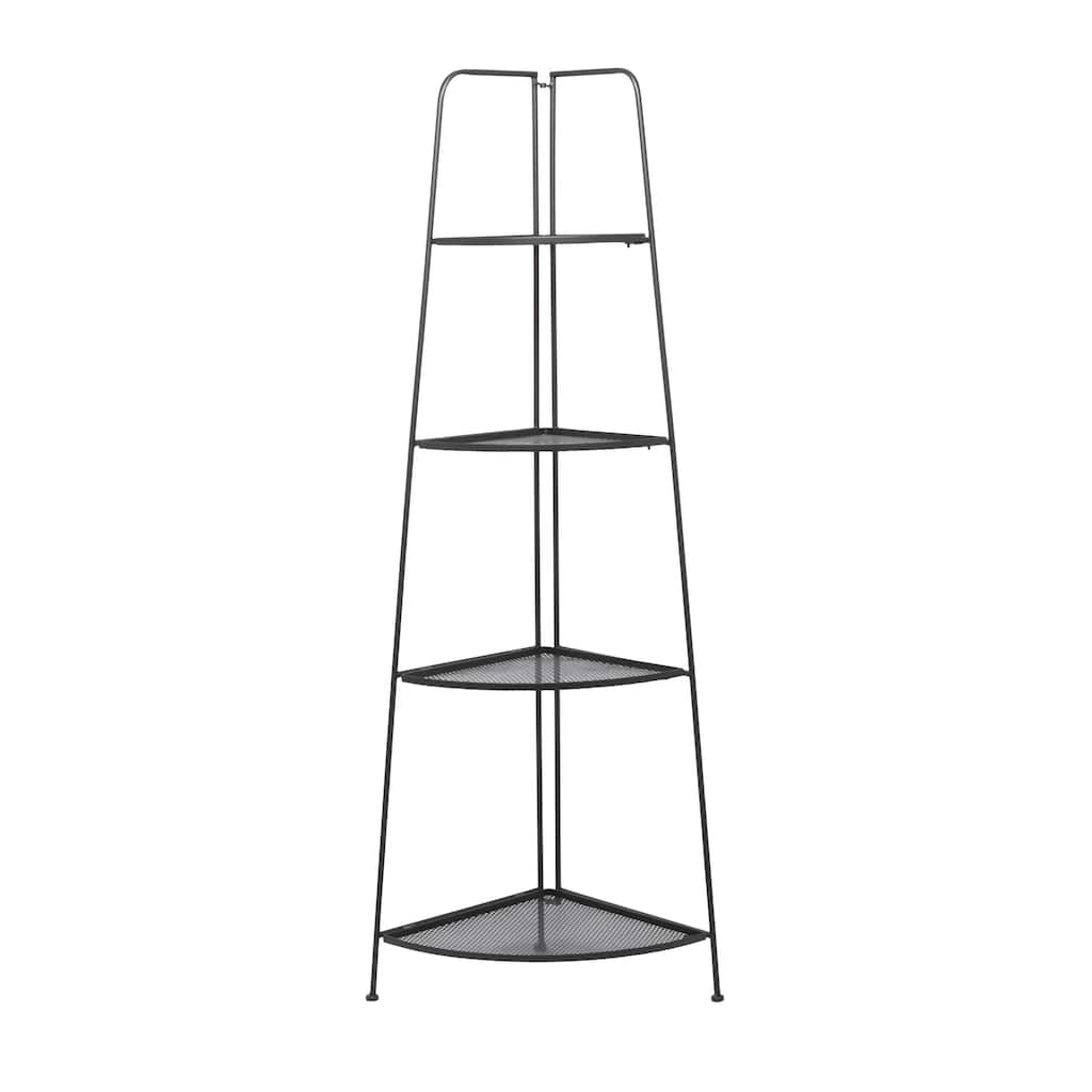 Metal Indoor Outdoor Tall Folding 4 Shelves Bakers Rack - Black - Roche River Decor