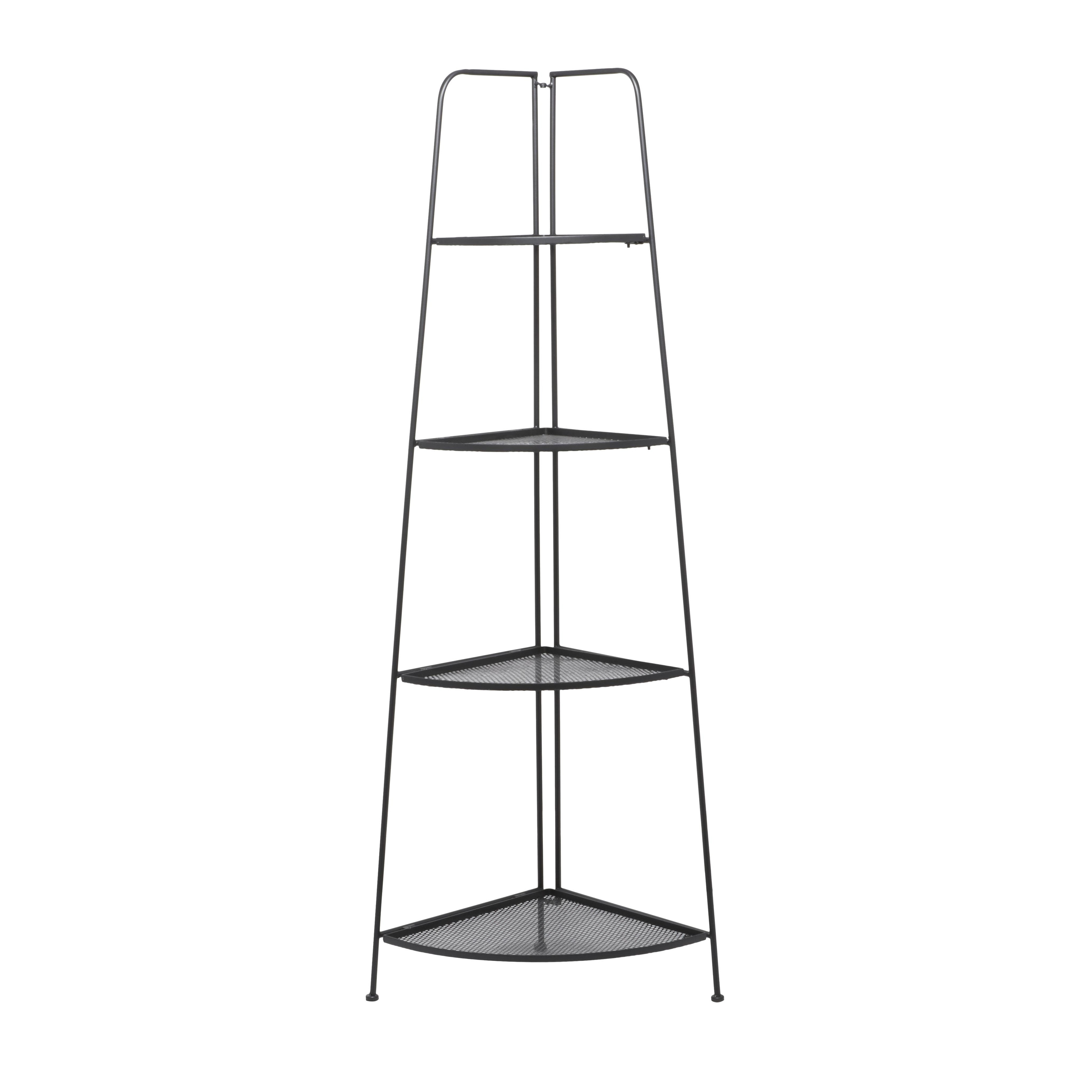 Roche River Decor - Metal Indoor Outdoor Tall Folding 4 Shelves Bakers Rack - Black