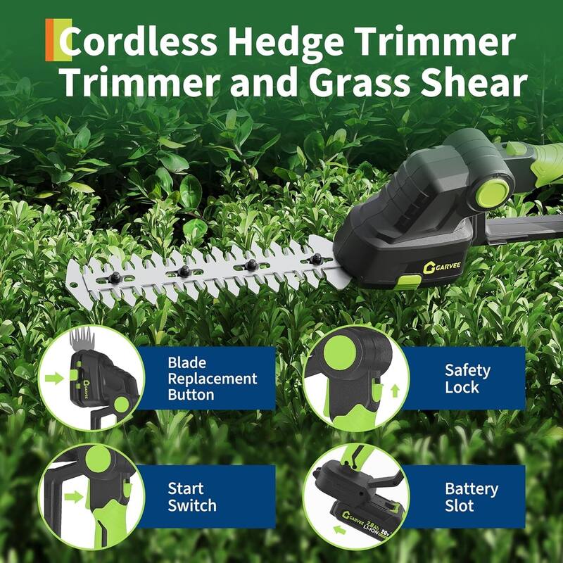 Cordless 2 in 1 Grass Shear Hedge Trimmer for Yards, Gardens, Lawn Care