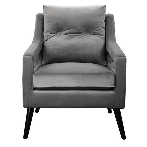 slide 2 of 8, Uttermost 23583 O'Brien 29" Wide Wood Framed Velvet Wingback Chair Smoke Gray Velvet