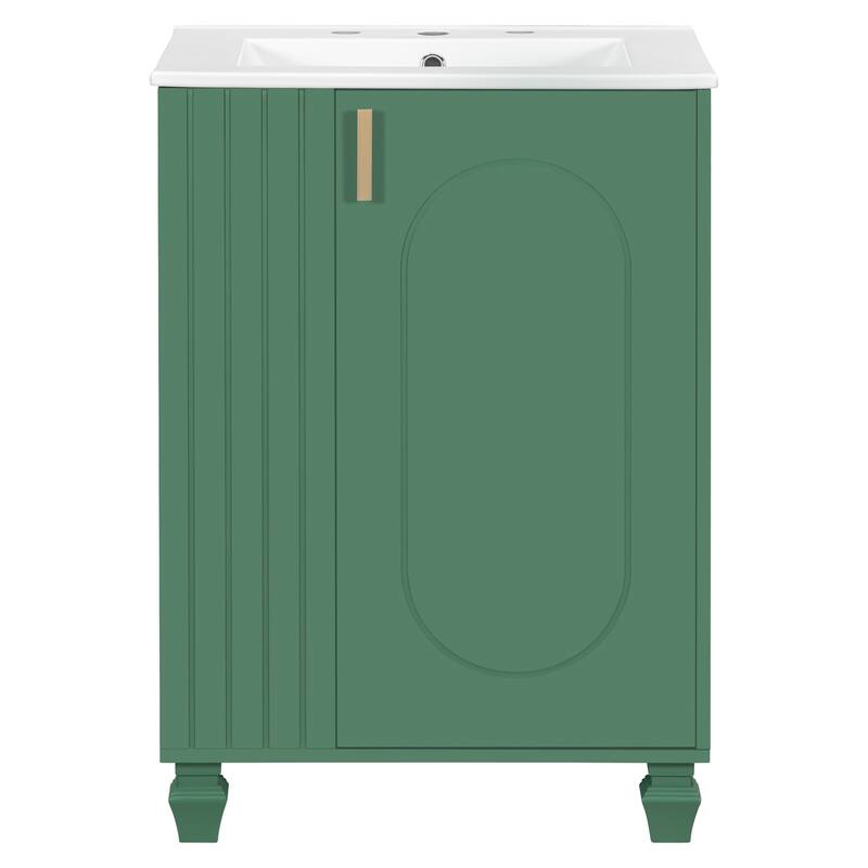 24" Bathroom Vanity with Sink, Bathroom Cabinet with Door Shelf, Side Open Storage, Solid Wood Frame,Soft Closing Door