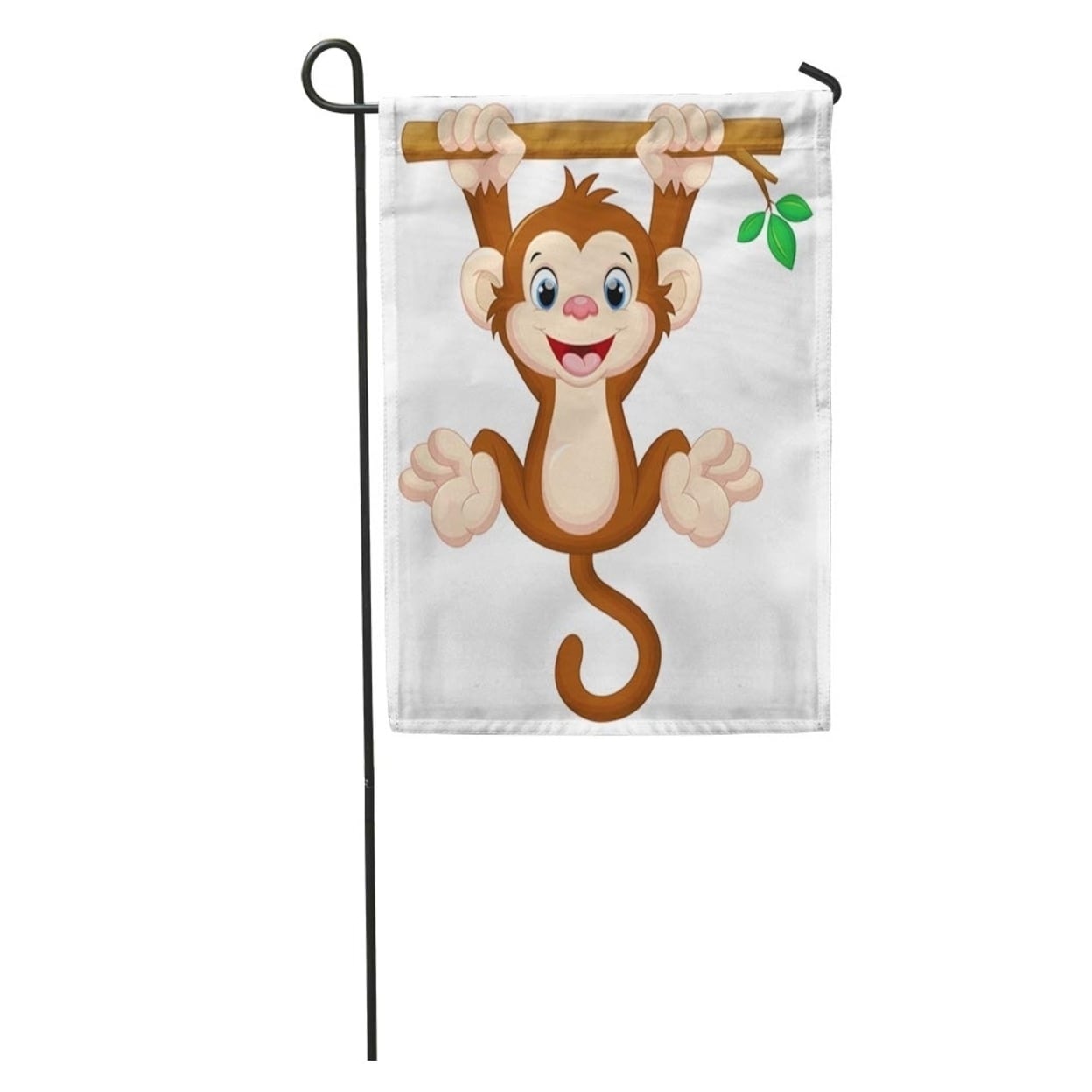 Brown Cartoon Cute Baby Monkey Hanging On Tree Clipart Tail Ape Garden Flag Decorative Flag House Banner 12x18 Inch N A On Sale Overstock
