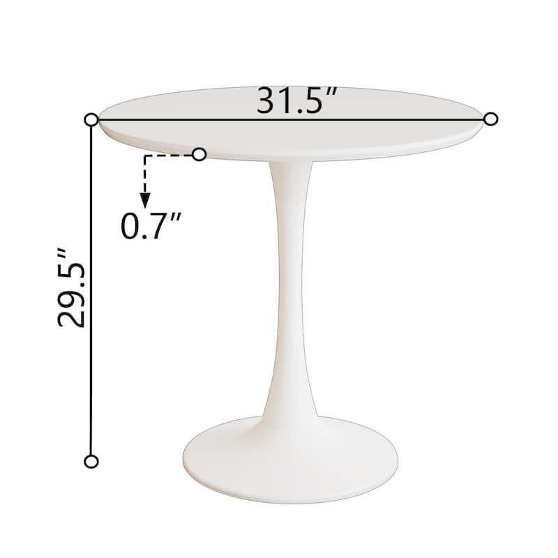 Modern 3-Piece Dining Set with Round Table & 2 High Back C-shaped Tube Chairs