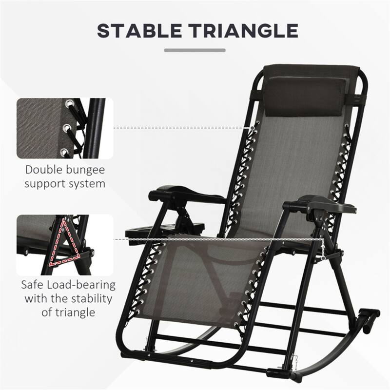 Mesh Zero Gravity Recliner Chair with Folding Legs and Cup Holders - 47.25" D x 26.5" W x 40.25" H
