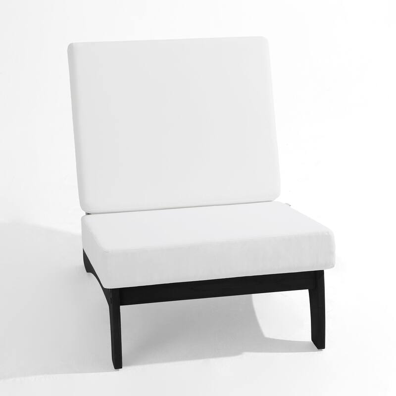 3 Piece Teak Wood Outdoor Conversation Chair Set with Table, Cushion