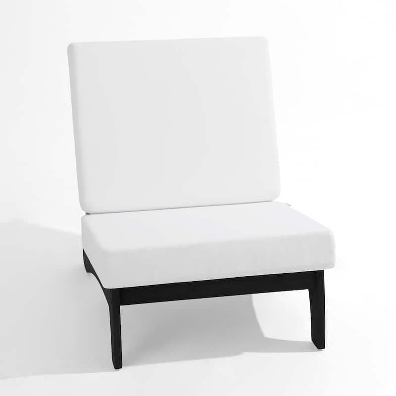 4Piece Wood Outdoor Loveseat Chair Conversation Set with Table Cushion