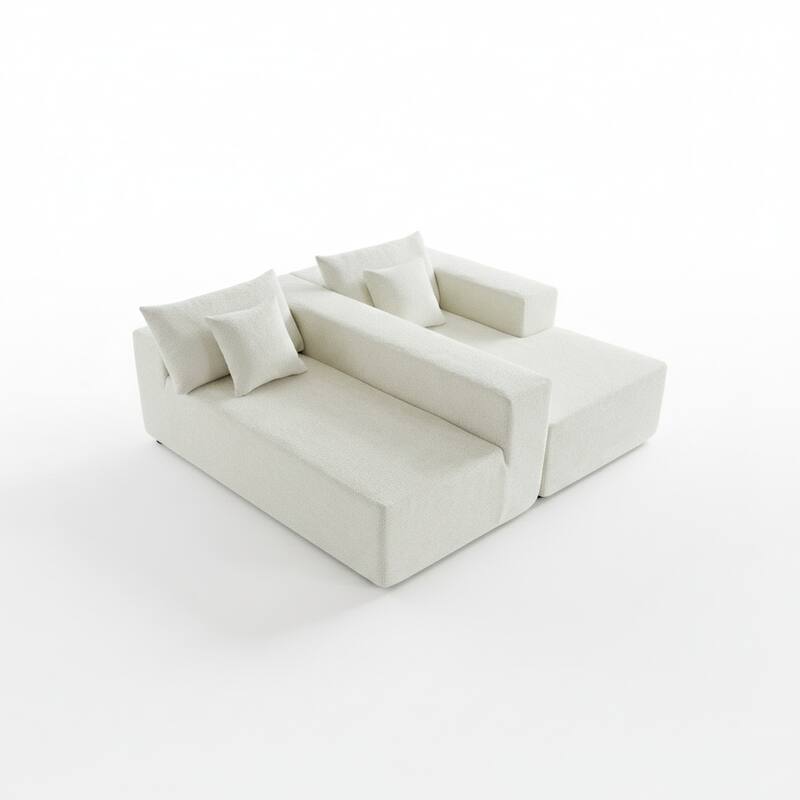 103.54" L-Shaped Modern High-Density Sponge Velvet Modular Sectional Sofa with Chaise & Pillows