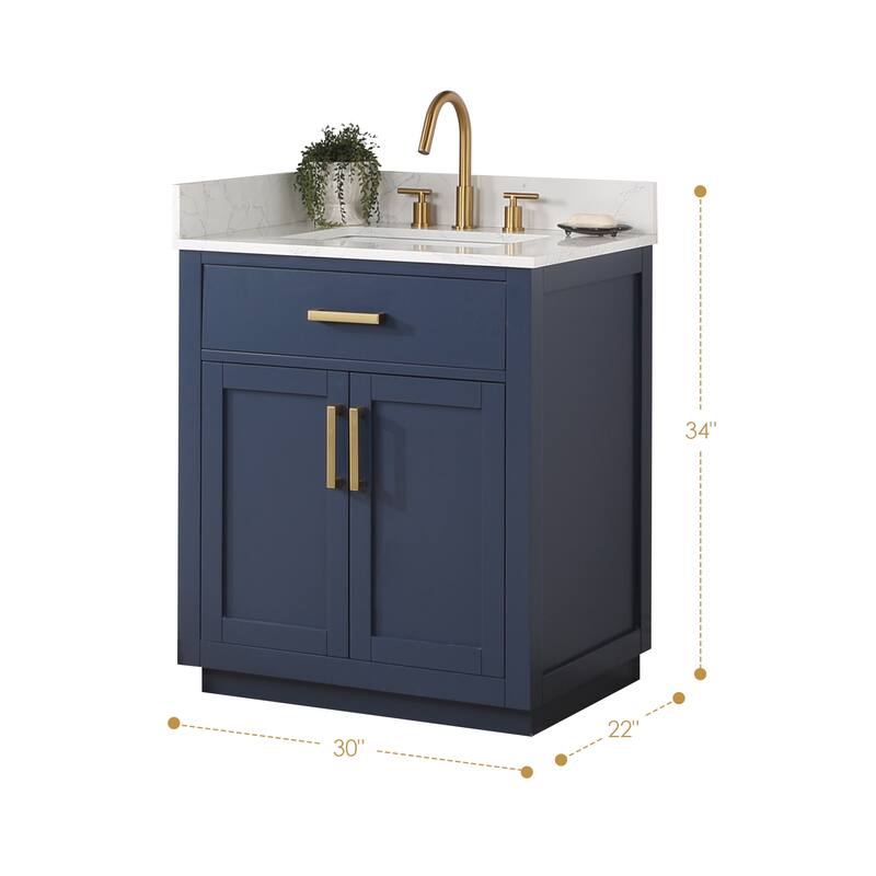 Altair Gavino Bath Vanity with Grain White Composite Stone Top, no Mirror