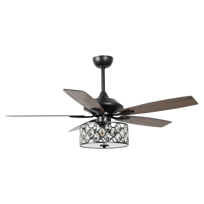 52-inch Industrial 4-Light Crystal LED Ceiling Fan with Remote