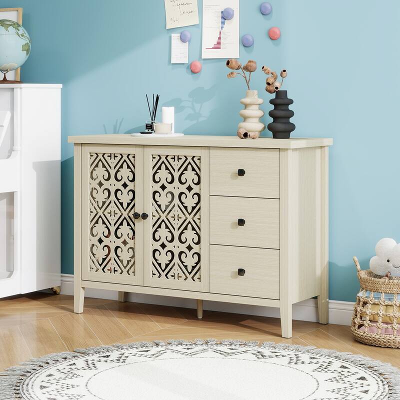 Hollowed-out Cabinet with 2 Door 3 Drawers