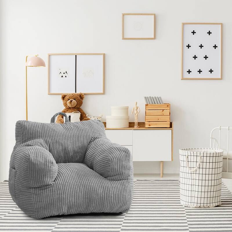 Kids Bean Bag Chair,Sherpa Bean Bag Sofa Couch with Decorative Edges