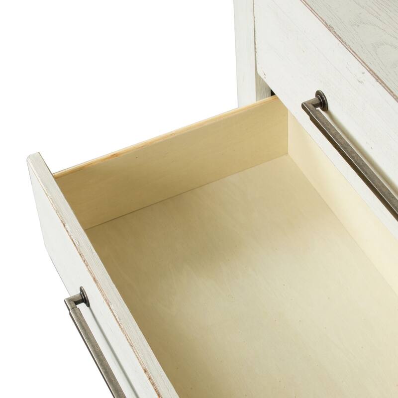 Modern Farmhouse Flea Market White Distressed 3 Drawer Night Stand
