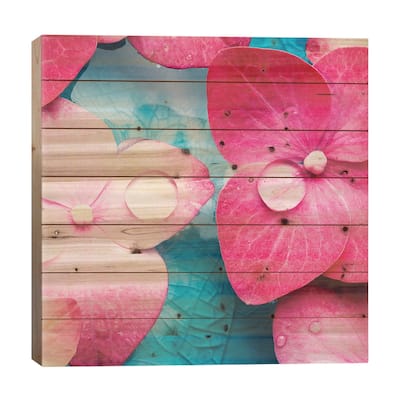 Pink Flowers Print On Wood by PhotoINC Studio - Multi-Color