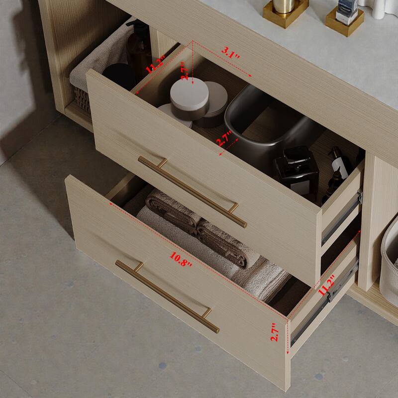 29.9" Floating Bathroom Vanity with Bulgari White Sintered Stone Top, Ceramic Undermount Sink & Storage