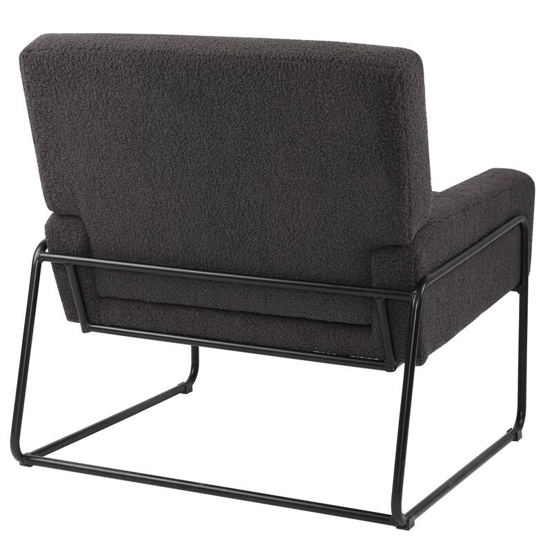Boucle Fabric Accent Chair Lamb Wool Armchair with Metal Frame