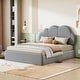 preview thumbnail 15 of 24, Upholstered Platform Bed Queen Size Bed Frame with Cloud-shaped Headboard and Footboard, No Box Spring Needed Velvet Fabric聽