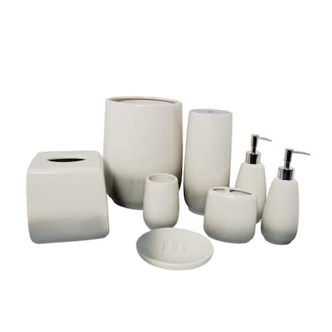 Austin Horn Classics 8-piece Amber Ceramic Bath Accessory Set - NATURAL/GRAY
