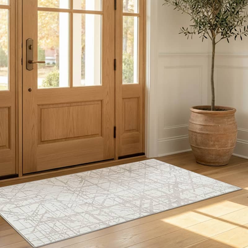 Wyatt & Ash Dream Mink Printed Chenille Rugs - Ivory - 24" x 72"/24" x4 8"