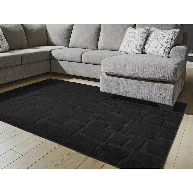 Signature Design by Ashley Gibbswell Black Washable Area Rug - 60" W x 84" D x 0.31" H