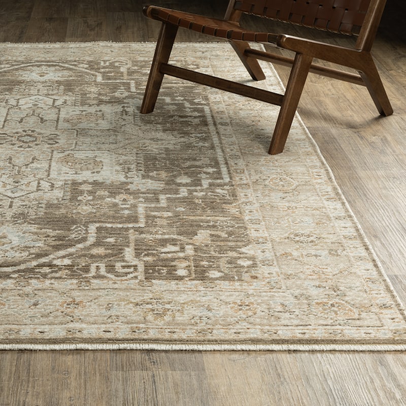 Style Haven Lucia Vintage Center Medallion Area Rug - Brown/ Beige - 5'3" x 7'6"