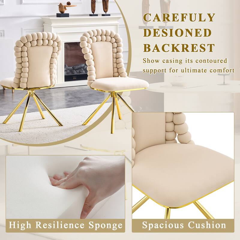 Velvet Armless Dining Chair, Accent Chair with Backrest, Set of 2