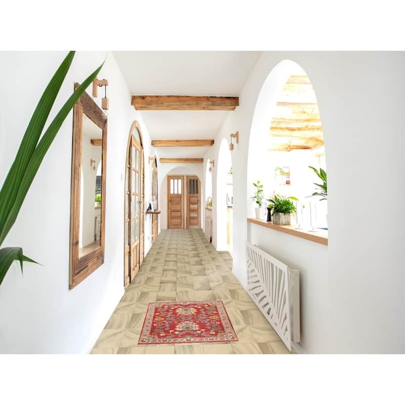 Floral Red Kazak Oriental Foyer Rug Handmade Wool Carpet - 2'0" x 2'11"