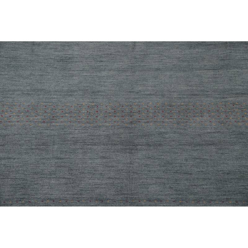 Blue Tribal Gabbeh Area Rug Hand-Knotted Wool Carpet - 6'9"x 9'10"