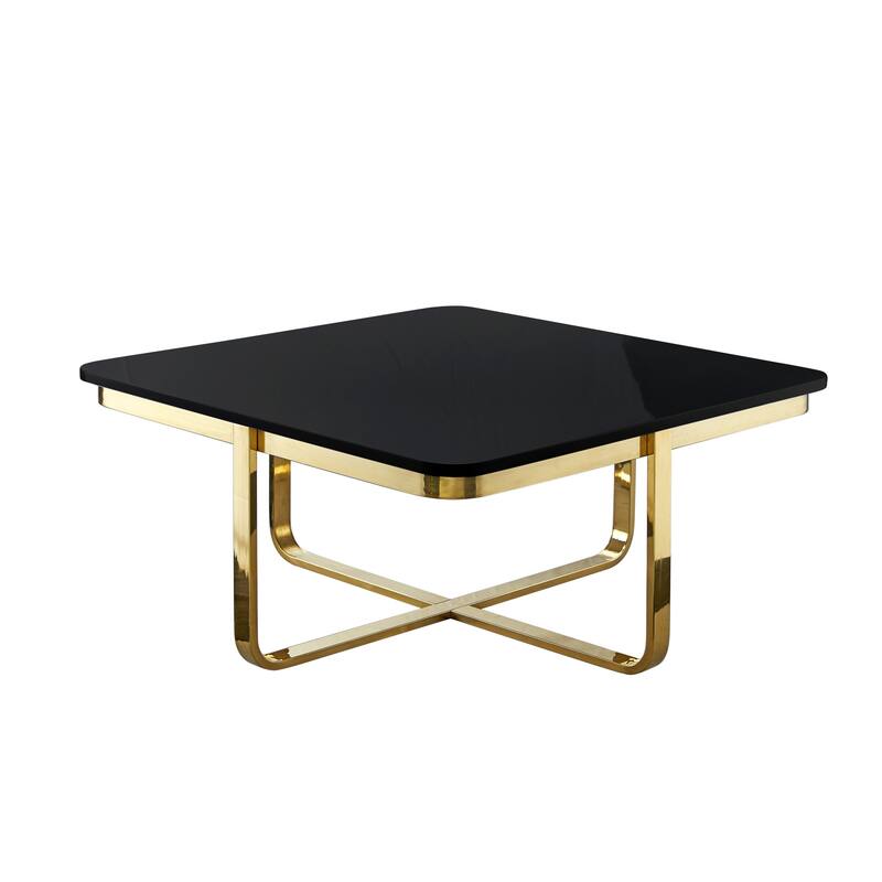 HomeRoots 35" Black And Gold Stainless Steel Square Coffee Table - 35.4