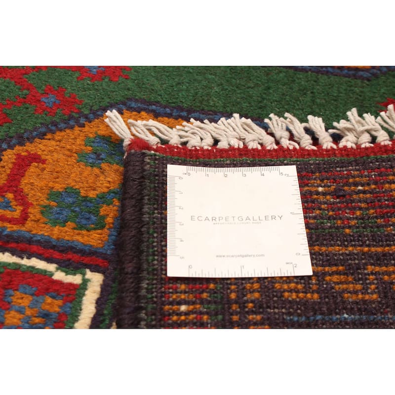 ECARPETGALLERY Hand-knotted Afghan Green Wool Rug - 4'8 x 6'5