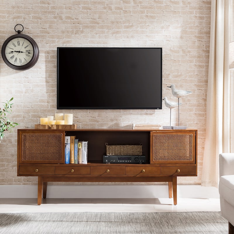 SEI Furniture Mid-century Modern TV Stand Media Console for TV's up to 68" - Brown