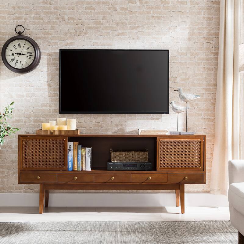 SEI Furniture Simms Mid-century Modern Media TV Stand for TV's up to 68" - Brown