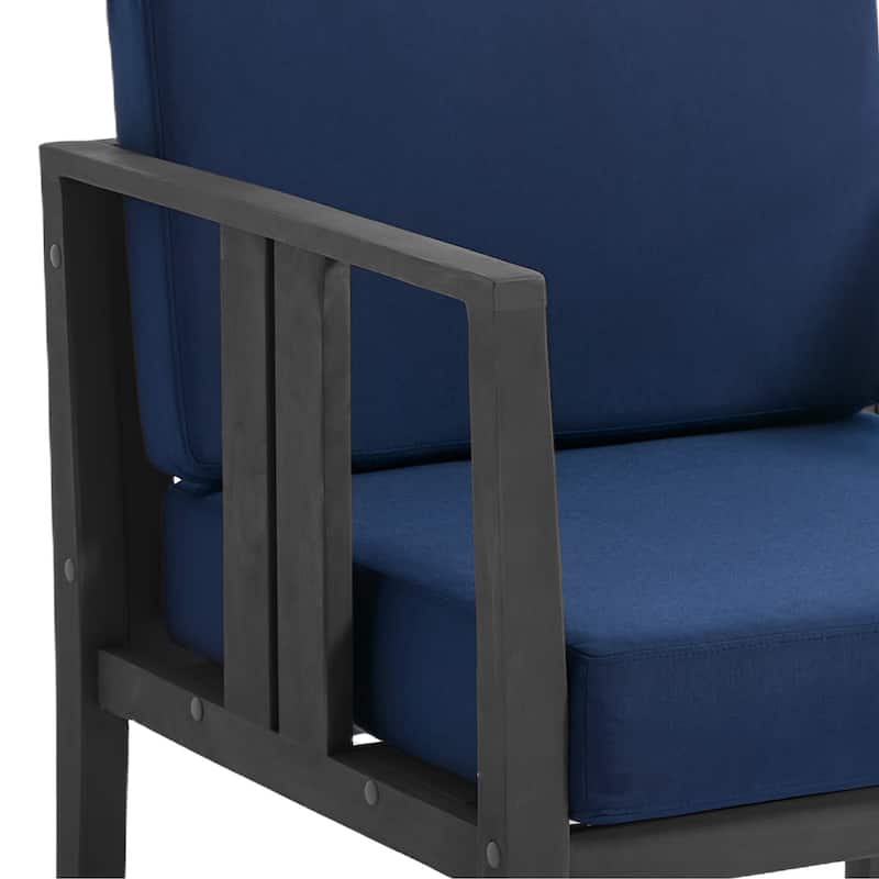 Casual 29"W Outdoor Patio Armchair Set In Solid Teak Wood with Cushion