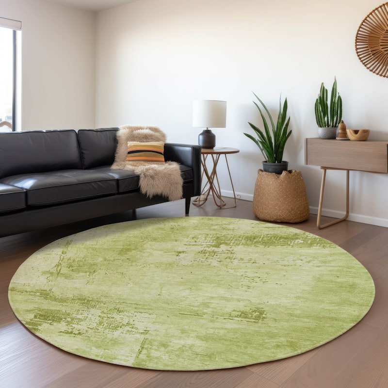 Premium Washable Super Soft Casual Abstract Mayfield Rug - Lime - 8' x 8'