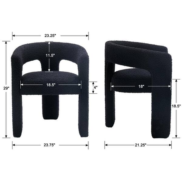 Modern Barrel Dining Chairs, Boucle Upholstered Armchair, Accent Side Chair