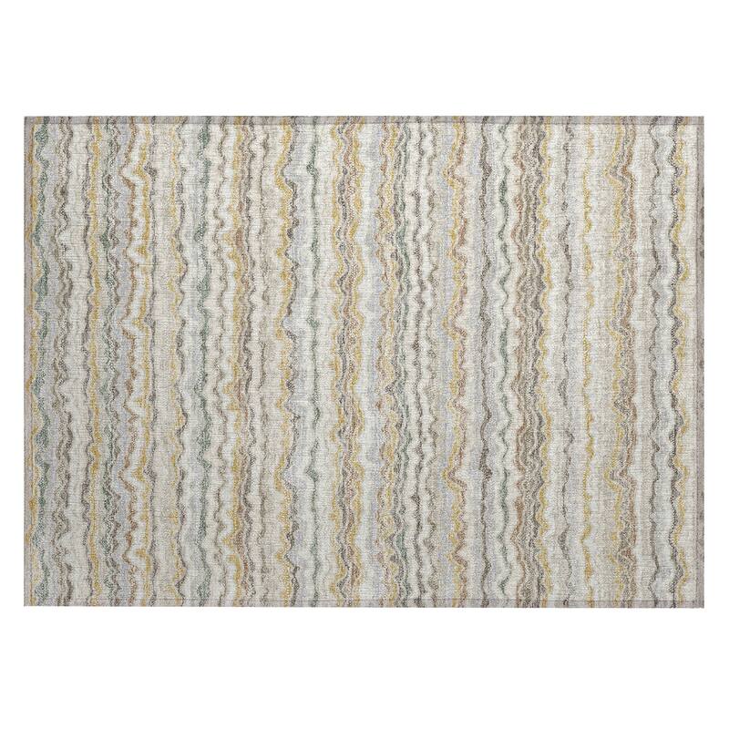 Machine Washable Indoor/ Outdoor Ziggy Stripe Chantille Rug