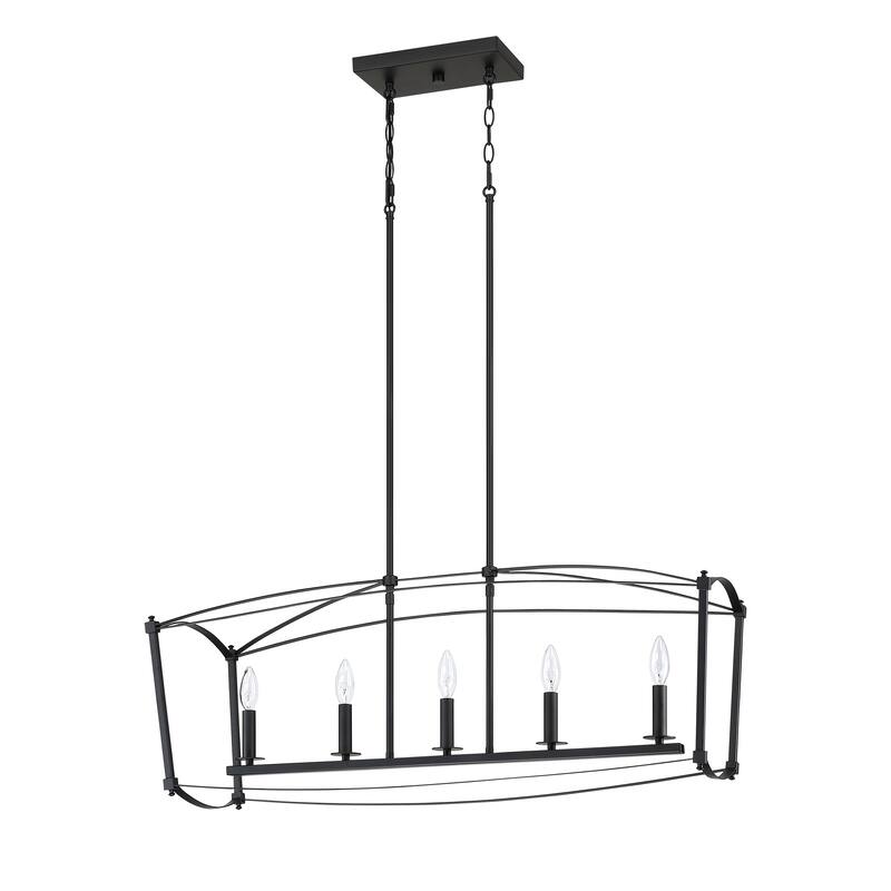5-Light 36-in Matte Black Pendant Light