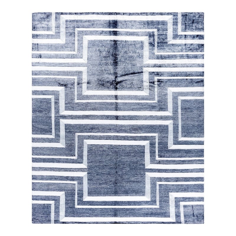 Modern One-of-a-Kind Hand-Knotted Area Rug - Ivory, 8' 2" x 10' 0" - 8' 2" x 10' 0"