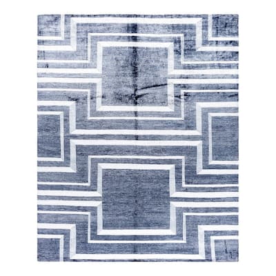 Modern One-of-a-Kind Hand-Knotted Area Rug - Ivory, 8' 2" x 10' 0" - 8' 2" x 10' 0"