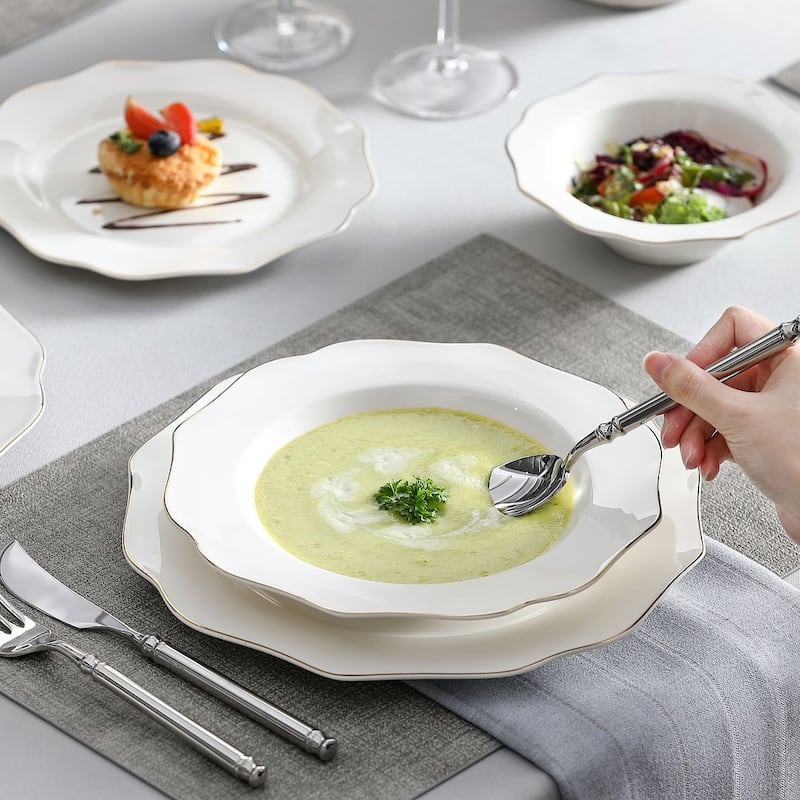 MALACASA 16-Piece New Bone China Dinnerware Set, Service for 4