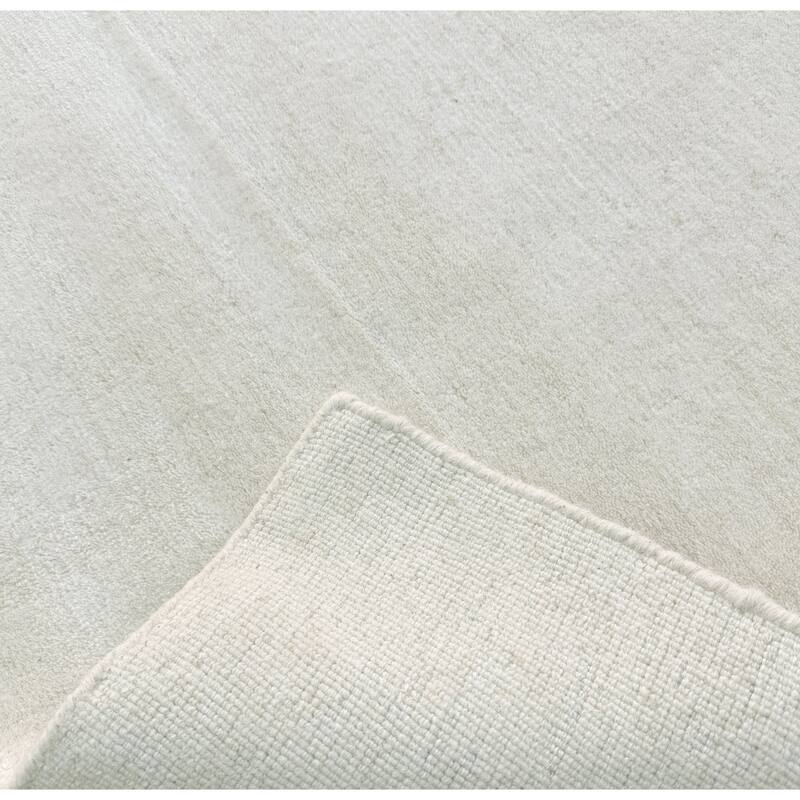 Alabaster Solid Speckled Wool Handmade Modern Minimal Area Rug - 9' x 12'