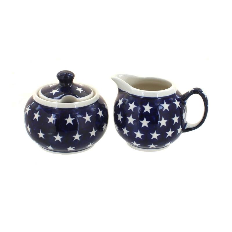 Blue Rose Polish Pottery 694-711 Zaklady Cream & Sugar Set - Stars